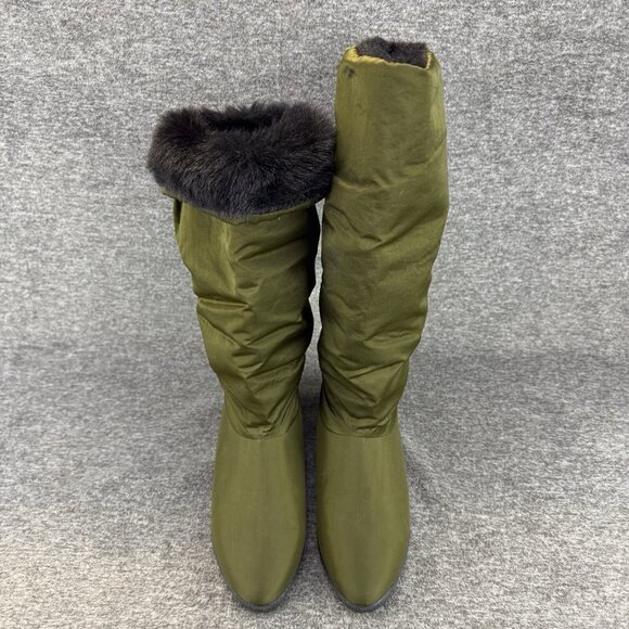 ✅Cougar Tall Green Satin Faux Fur Lined Pull On Winter Boots Womens Size 7.5 NWT - Picture 5 of 7